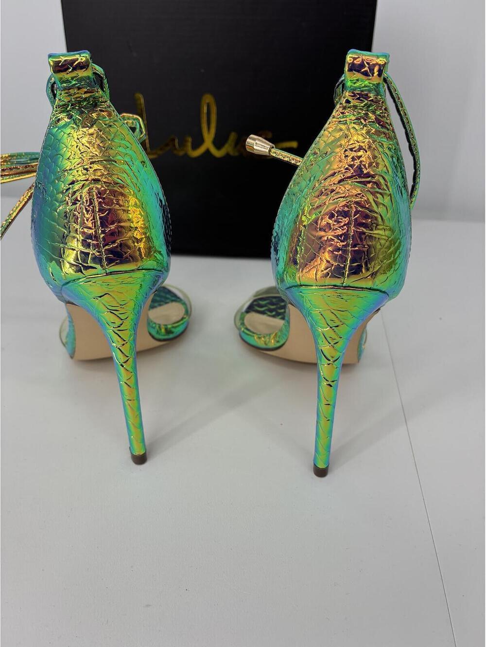 Lulus Ledah Hologram Snake High Heel Sandals with Clear Strap Size 6.5 M - Picture 3 of 7
